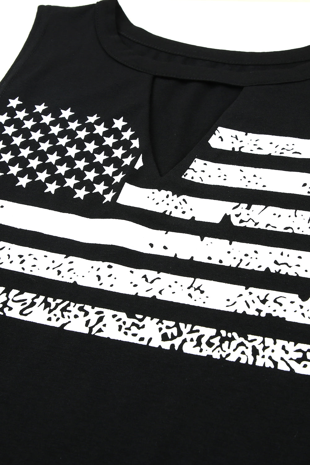 Black Cutout American Flag Print Tank Top